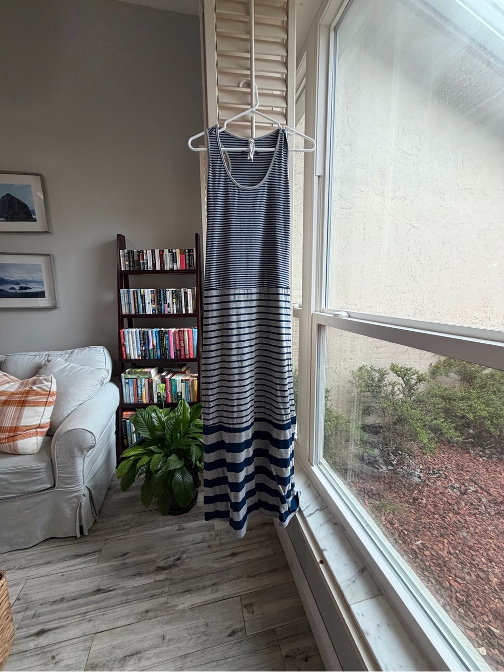 Seven7 Navy and White Striped Sleeveless Maxi Dress